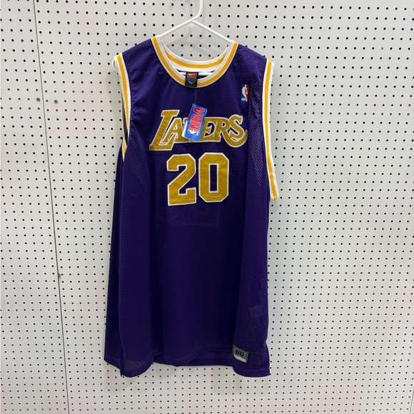 VTG Nike NBA Los Angeles Lakers Authentic The Glove Payton Sewn purple Jersey 60